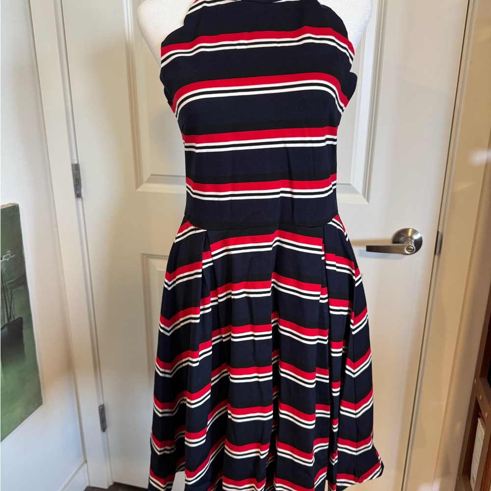 Sloan Ranger Halter Neck Striped Dress